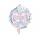 Pale Blue & Pink Floral Hairband with Bow