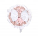 Beige & White Polka Dot Hairband with Lace
