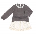 Grey Sweatshirt & Ivory Bunny Skirt Set 