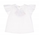 Girls White Poplin Blouse With Tassels & Beadwork