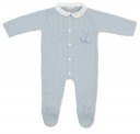 Pale Blue Cosy Knitted Babygrow With Rounded Collar