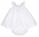 Baby White & Gray Polka Dot 2 Piece Smocked Dress Set 