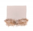 Beige Knitted & Synthetic Fur Snood