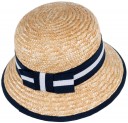 Sombrero de paja con cinta en marino & blanco 