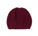 Girls Burgundy Knitted Hat With Bow