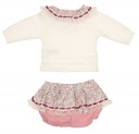 Baby Knitted Sweater & Pink Cheviot Short Set 