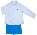 Foque Conjunto Niño Camisa Topitos Short Bermuda Azul