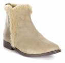 Girls Beige Suede Boots with Synthetic Fur 
