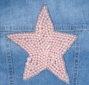 Girls Denim Jacket with Pink Pearl & Jewel Maxi Stars