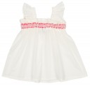 Ivory & Coral Pink Frilled Sleeveless Top