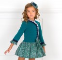Girls Green Jersey Dress & Liberty Print Skirt Outfit