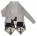 Girls Grey & Black Stars Knitted Cardigan 
