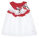 Girls White & Red Polka Dot Cotton Dress