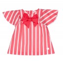 Girls Coral Pink & White Striped Blouse 2 Piece Shorts Set 