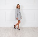 Girls Gray Traditional Coat With Lace & Velvet Bows