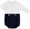 Baby Boys White Blouse & Navy Blue 2 Piece Shorts Set