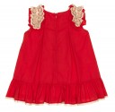 Red & Beige Peplum Hem Dress