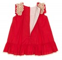 Red & Beige Peplum Hem Dress