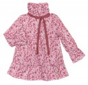 Burgundy Pink & Ivory Floral Dress with Frill Collar