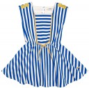 Girls Golden & Blue Striped Jersey Dress