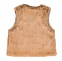 Girls Beige Reversible Knitted & Synthetic Fur Gilet