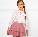 Girls Ana Blouse & Pink Melange Layered Skirt Outfit