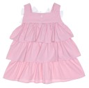 Girls Pink Layered Dress with White Bows