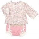 Baby Floral Blouse & Pink Cheviot Short Set 