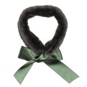 Girls Bottle Green Synthetic Fur Scarf with Satin Bow