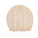 Girls Beige Knitted Hat with Flower & Gold Bow