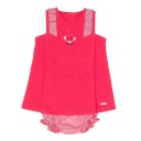 Baby Girls Red Crab Dress & Gingham Shorts Set