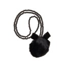 Girls Black Collar With Synthetic Pom-Pom & Velvet Bow