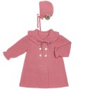 Baby Dusky Pink Knitted Pram Coat & Bonnet Set 