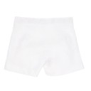 Girls White & Green Layered Top & White Shorts Set 