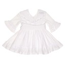 Girls White Cotton Lace Dress with Sash