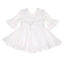 Girls White Cotton Lace Dress with Sash