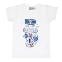 Boys White & Navy Blue Sailor T-Shirt