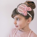 Dusky Pink & Chocolate Polka Dot Hairband with Bow
