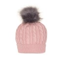 Pink Braid Knit Hat With Maxi Pom-Pom