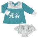 Girls Green & Floral Print Bambi Sweater Set 
