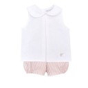 Baby White Shirt & Striped Shorts Set 