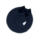 Girls Navy Blue Knitted Beret With Velvet Bow