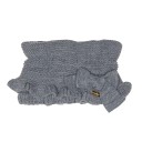 Girls Gray Knitted Ruffle Snood With Bow