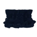 Girls Navy Blue Knitted Ruffle Snood With Bow