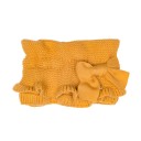 Girls Mustard Knitted Ruffle Snood With Bow