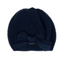 Girls Navy Blue Knitted Hat With Bow