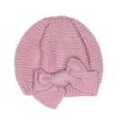 Girls Pale Pink Knitted Hat With Bow