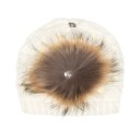 Girls Ivory Wool Hat with Removable Fur Pom-Pom & Snood Set