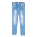 Girls Blue Denim Jeans with Pearls Appliqués
