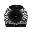 Black Wool Hat with Removable Fur Pom-Pom & Snood Set